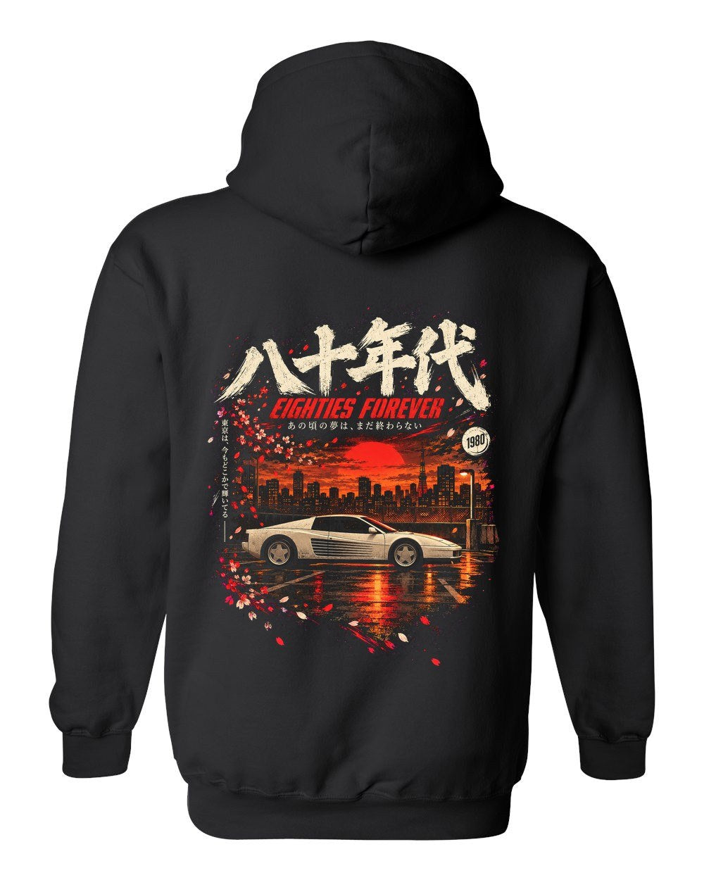 Ferrari Testarossa Pull Over Hoodie Black back
