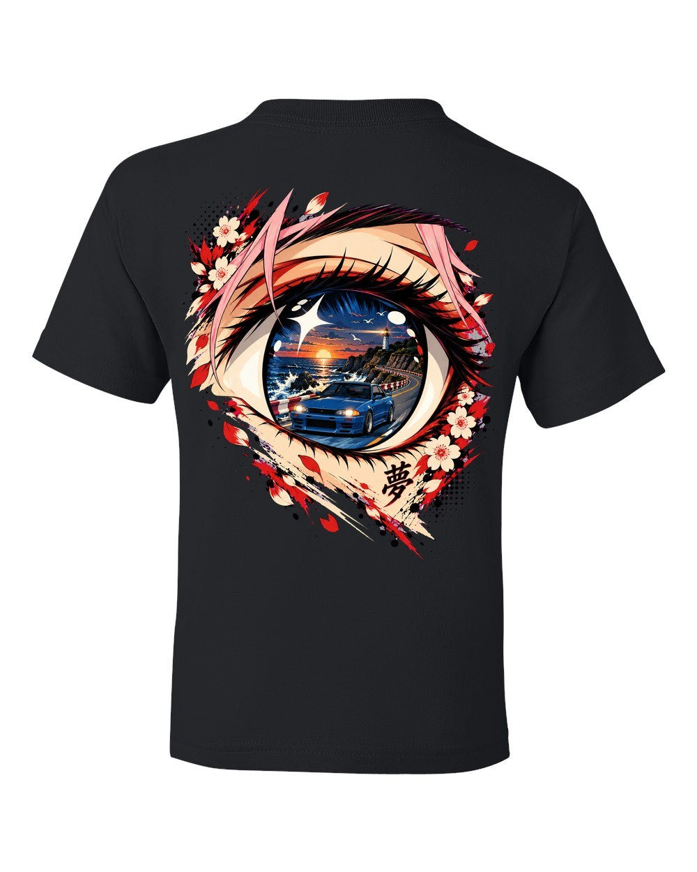 Subaru BRZ Anime Girl Kids Tee Black back