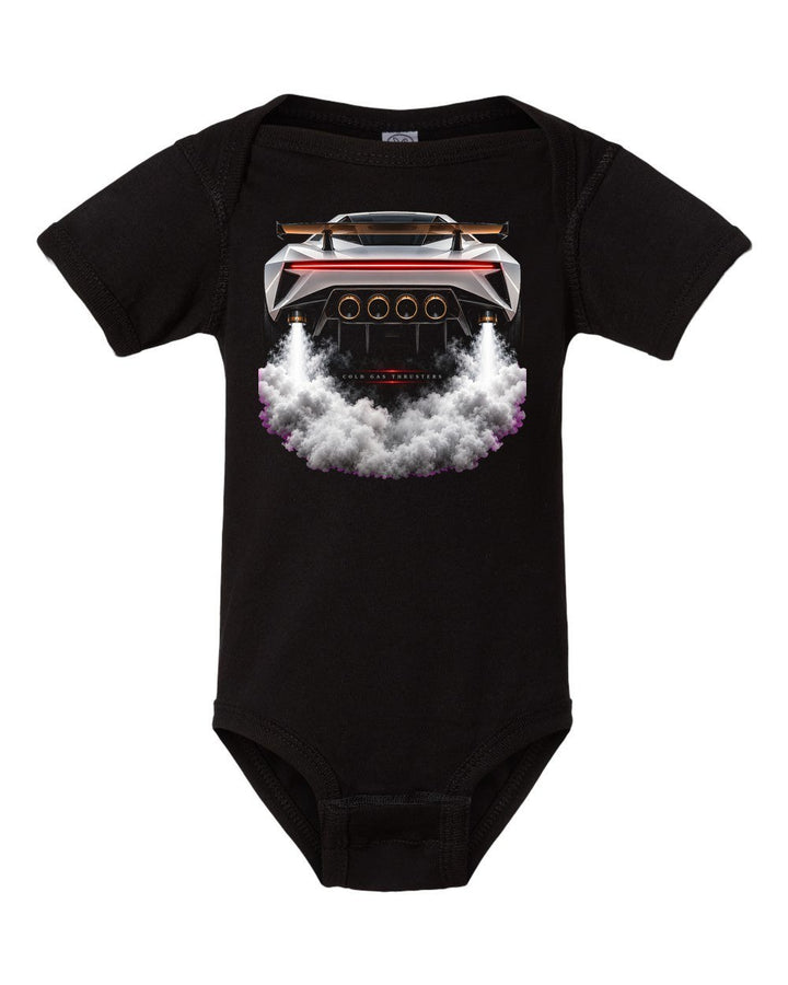 Tesla Roadster Cold Gas Baby Onesie Black front