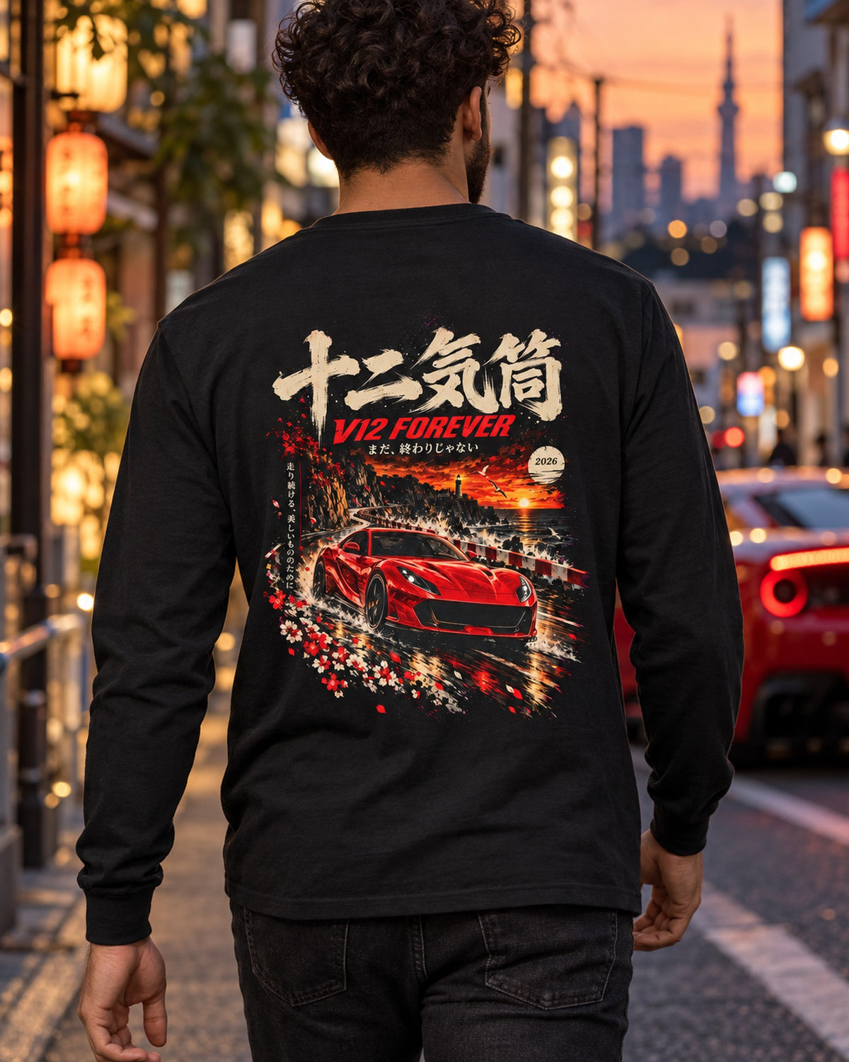 Ferrari 812 Superfast V12 Forever Shirt, Hoodie & More Long Sleeve Black worn hero