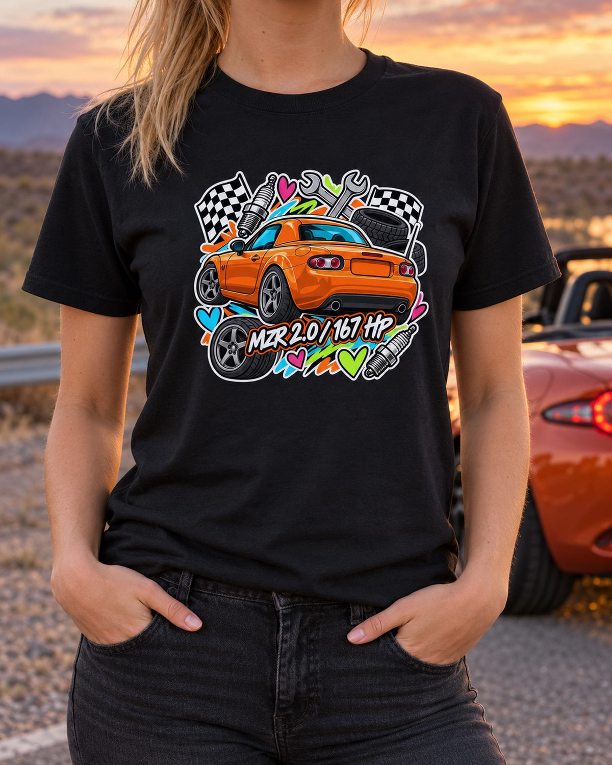 Mazda MX-5 NA6CE Cyanotype Blueprint Shirt, Eunos Roadster T-Shirt Black worn hero
