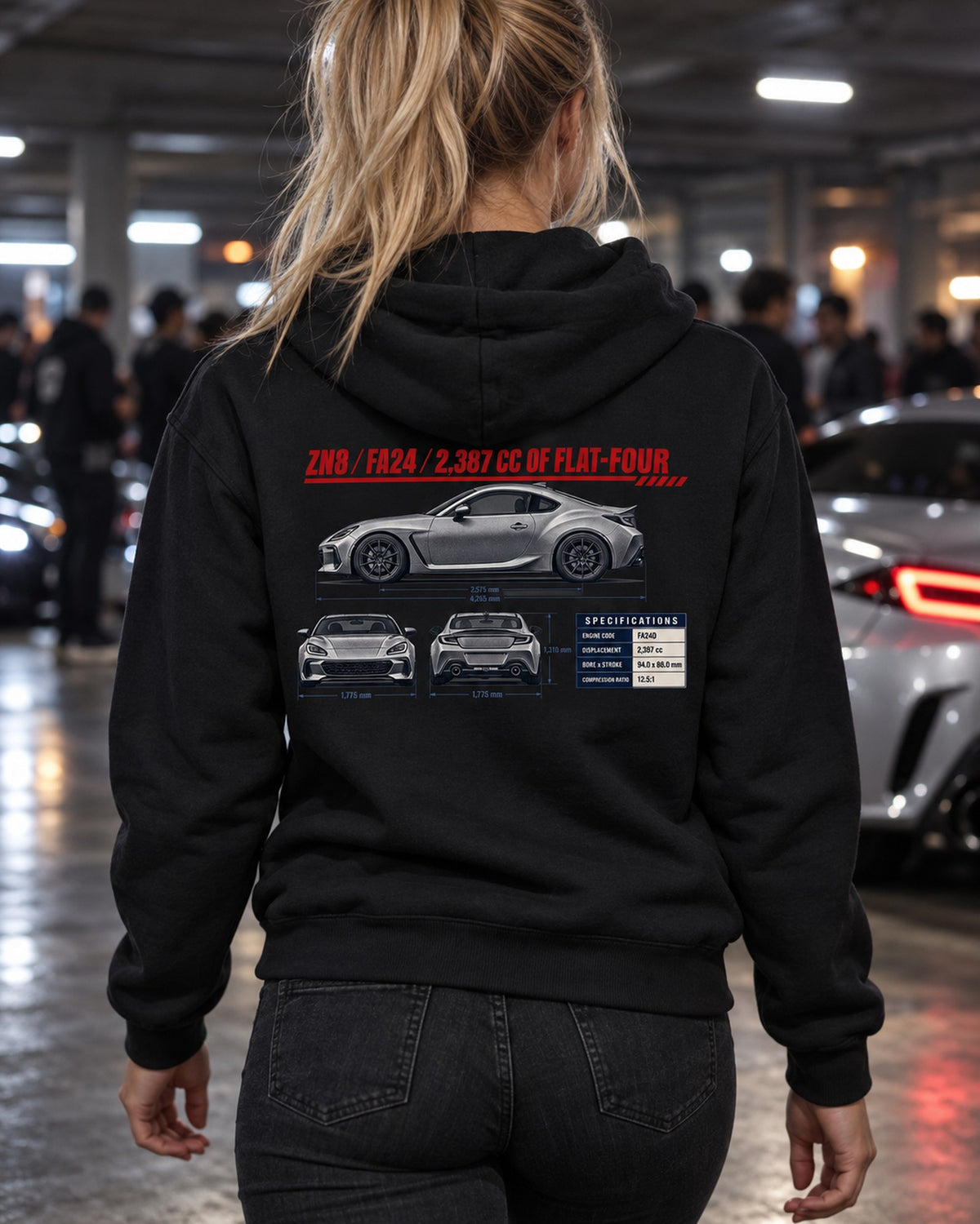 Toyota GR86 ZN8 Three-View Spec Table Shirt, FA24 Car Tee Zip Hoodie Black worn hero