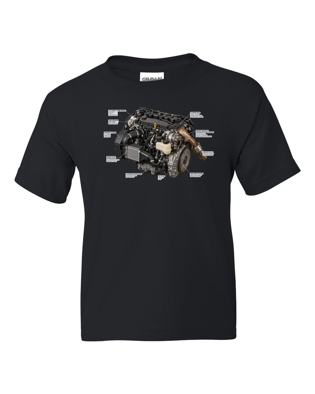 Toyota Land Cruiser 250 J250 US-spec blueprint with wheelbase dimension black kids tee front view with the design