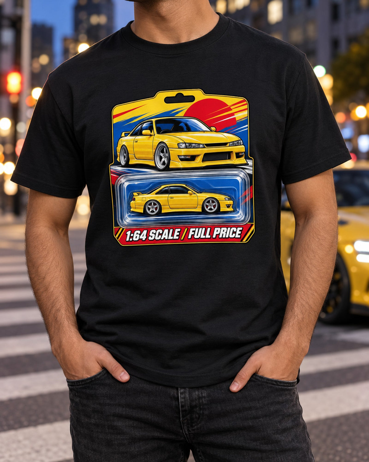 Nissan Silvia S14 1:64 Toy Blister Card Graphic Tee T-Shirt Black worn hero