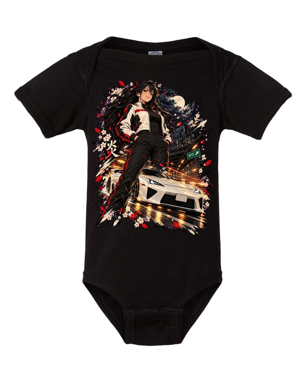 Lexus LFA Anime Girl Baby Onesie Black front
