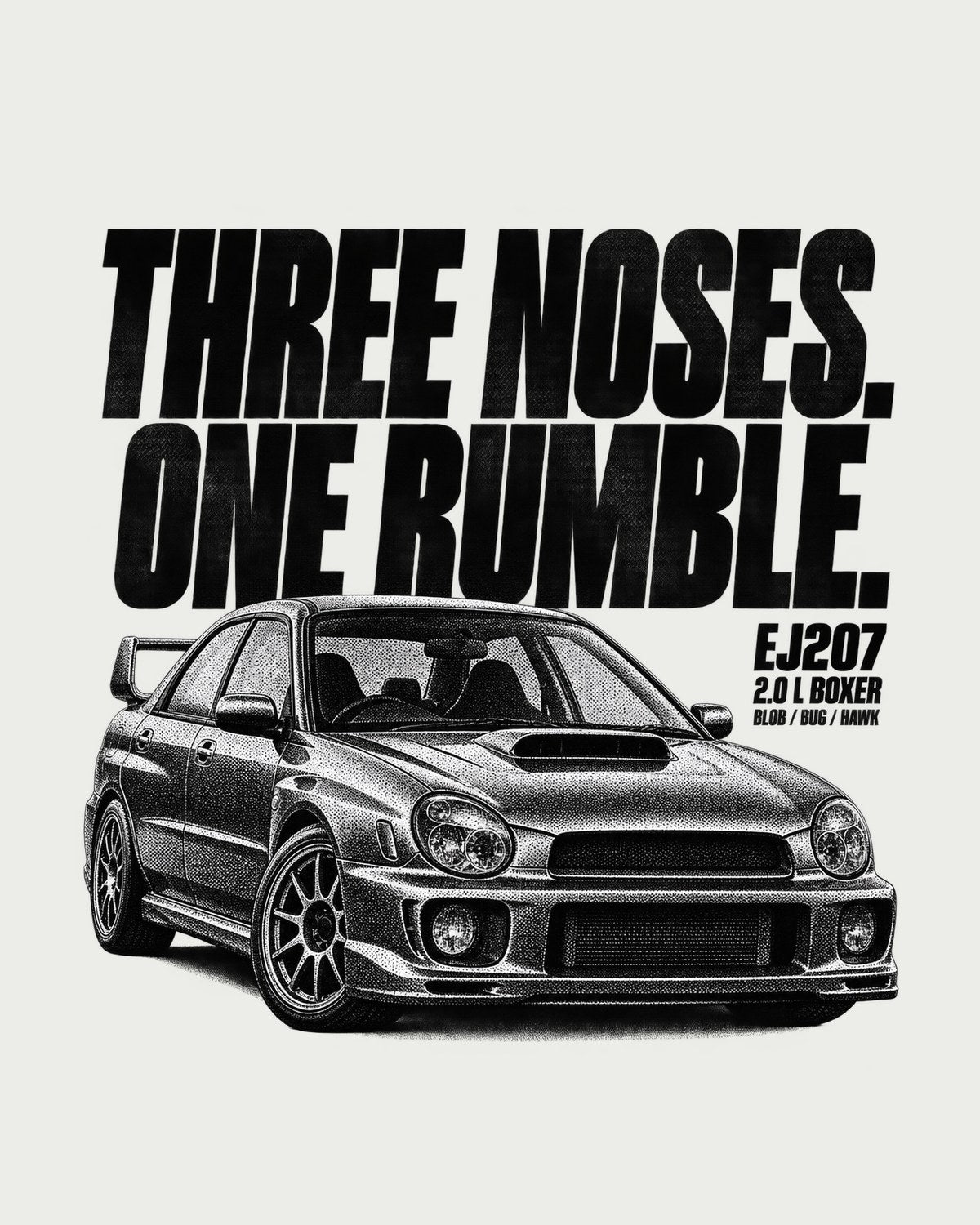 Subaru Impreza WRX STi GDB Blob Bug Hawk Boxer Shirt design only