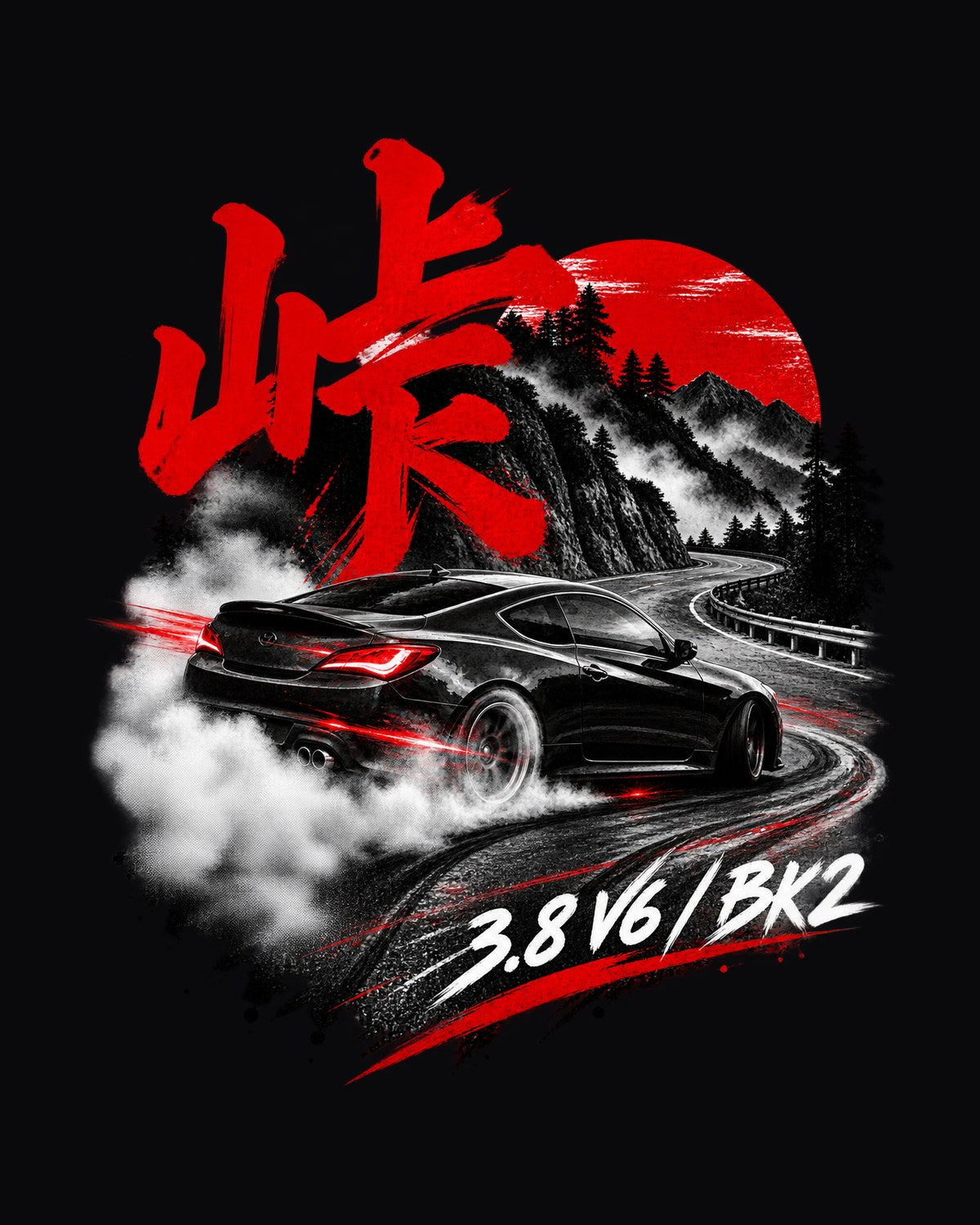 Hyundai Genesis Coupe BK2 3.8 V6 Touge Night Shirt, Japanese 峠 design only