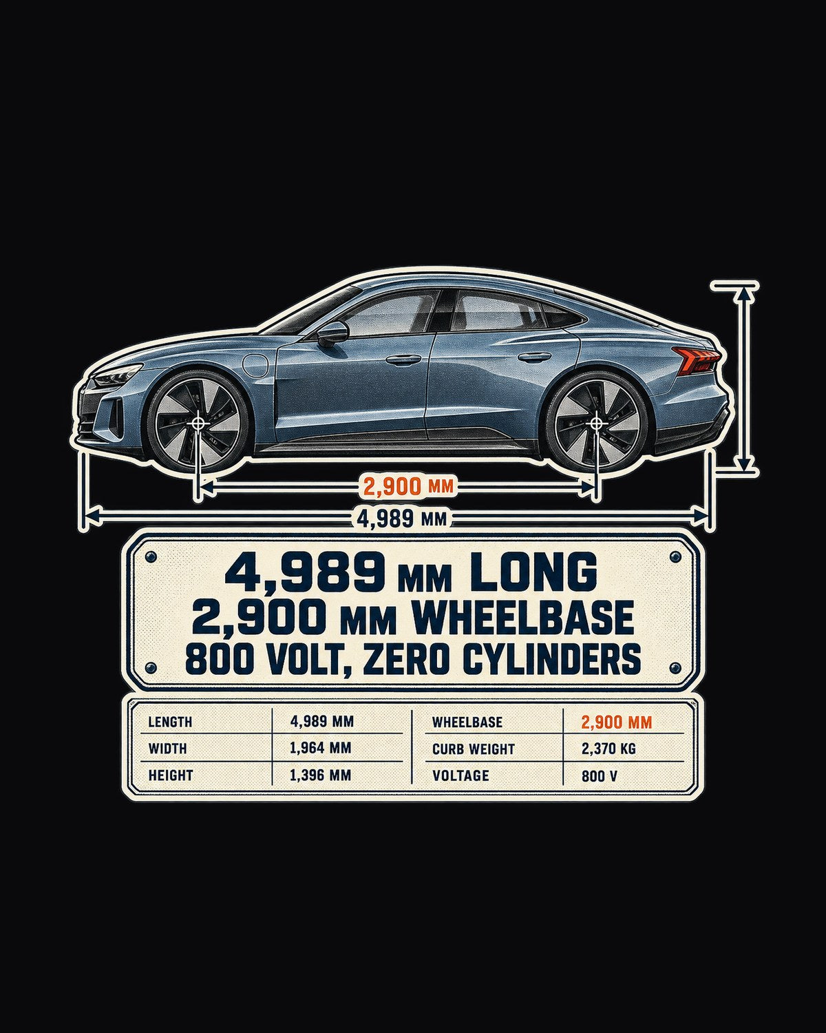 Audi RS e-tron GT J1 Dimension Blueprint Shirt, EV Car Guy Tee design only