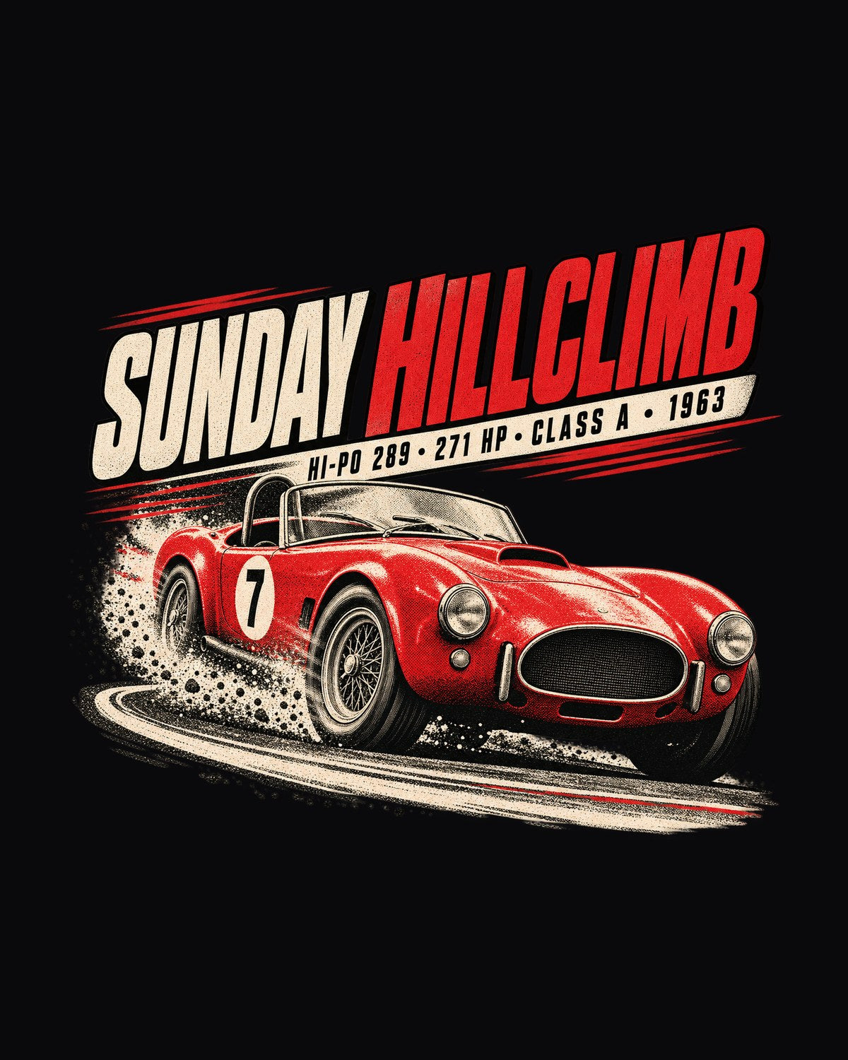 Shelby-Style 289 Roadster 1963 Hillclimb Race Poster Shirt design only