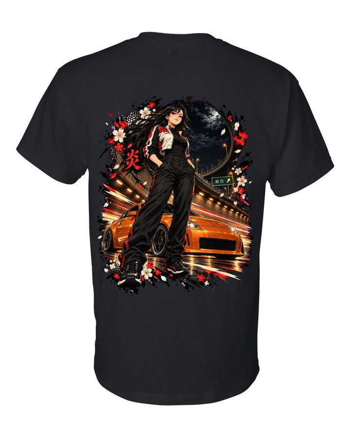 Nissan 350Z Anime Girl T-Shirt Black back