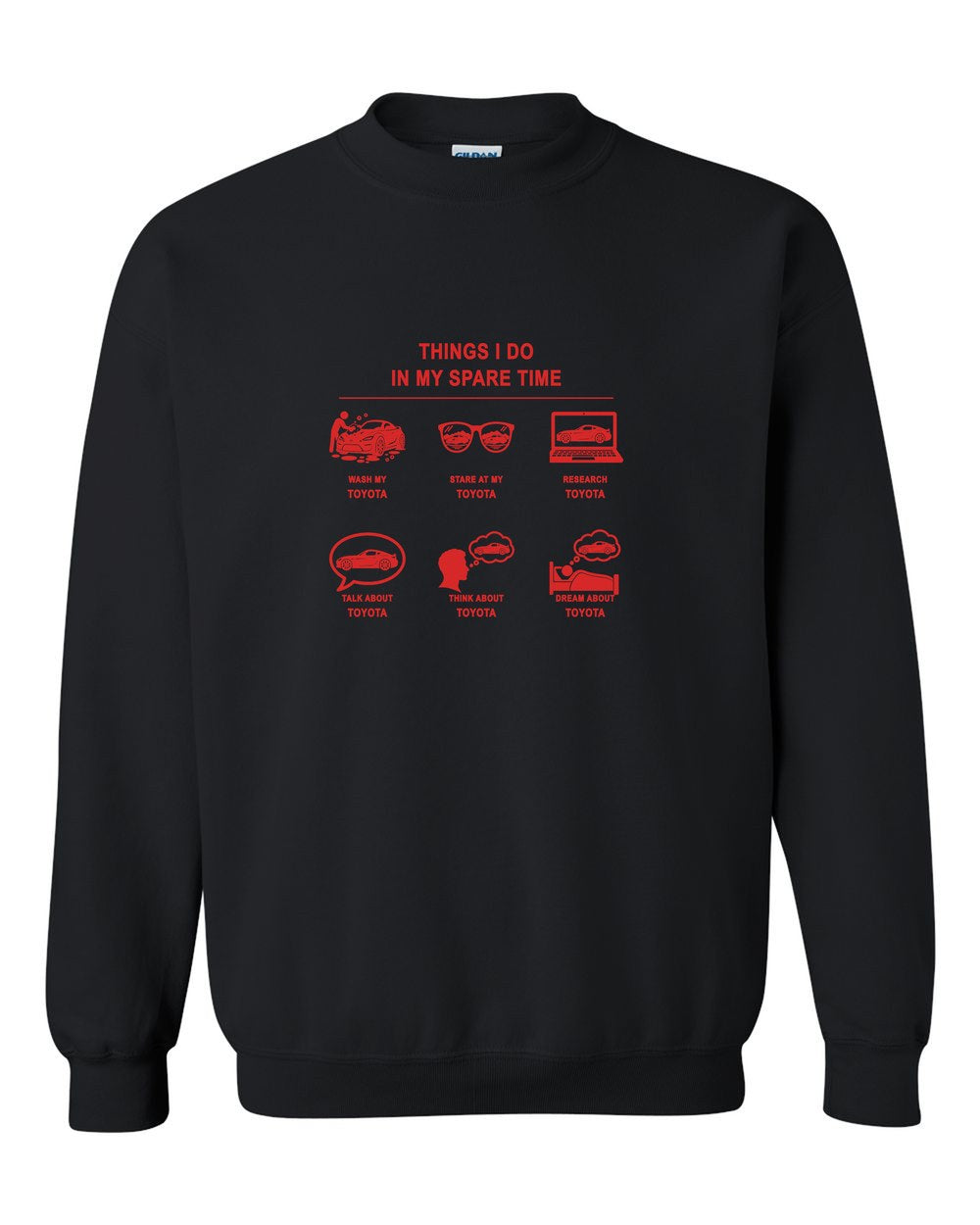Toyota Things I Do Crewneck Black front