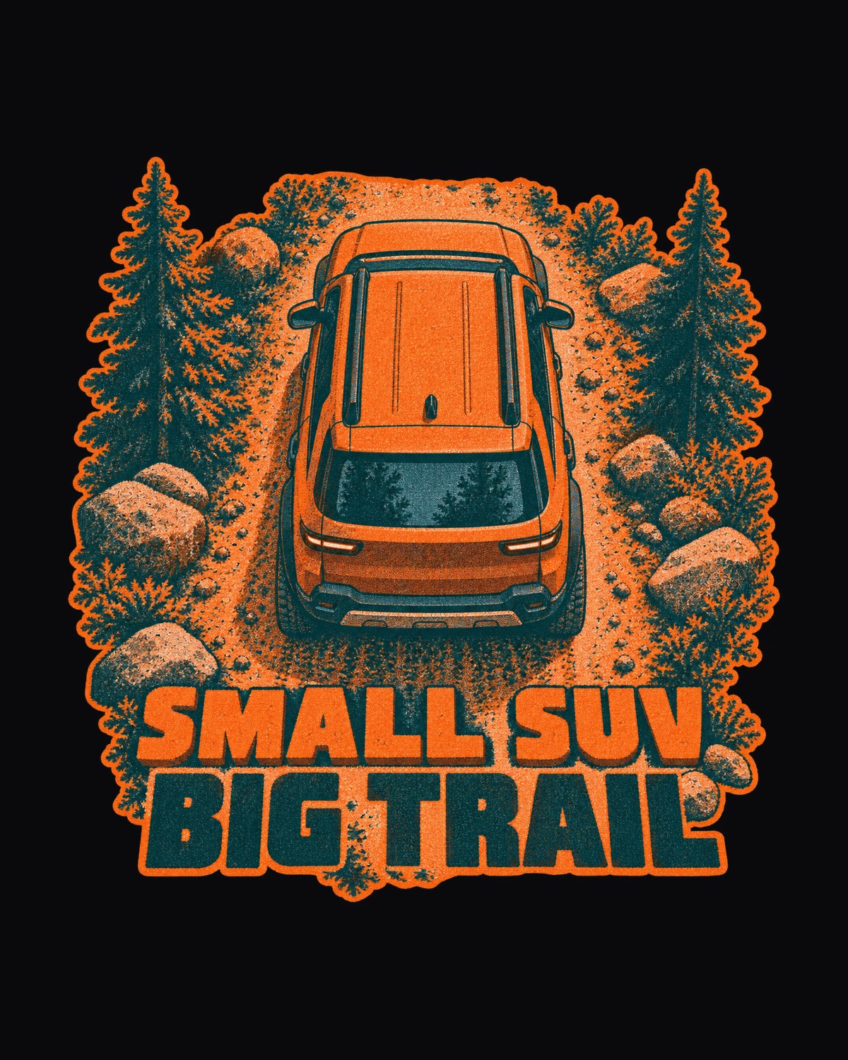 Rivian R2 Riso Overhead Print Shirt, Small SUV Trail Tee design only