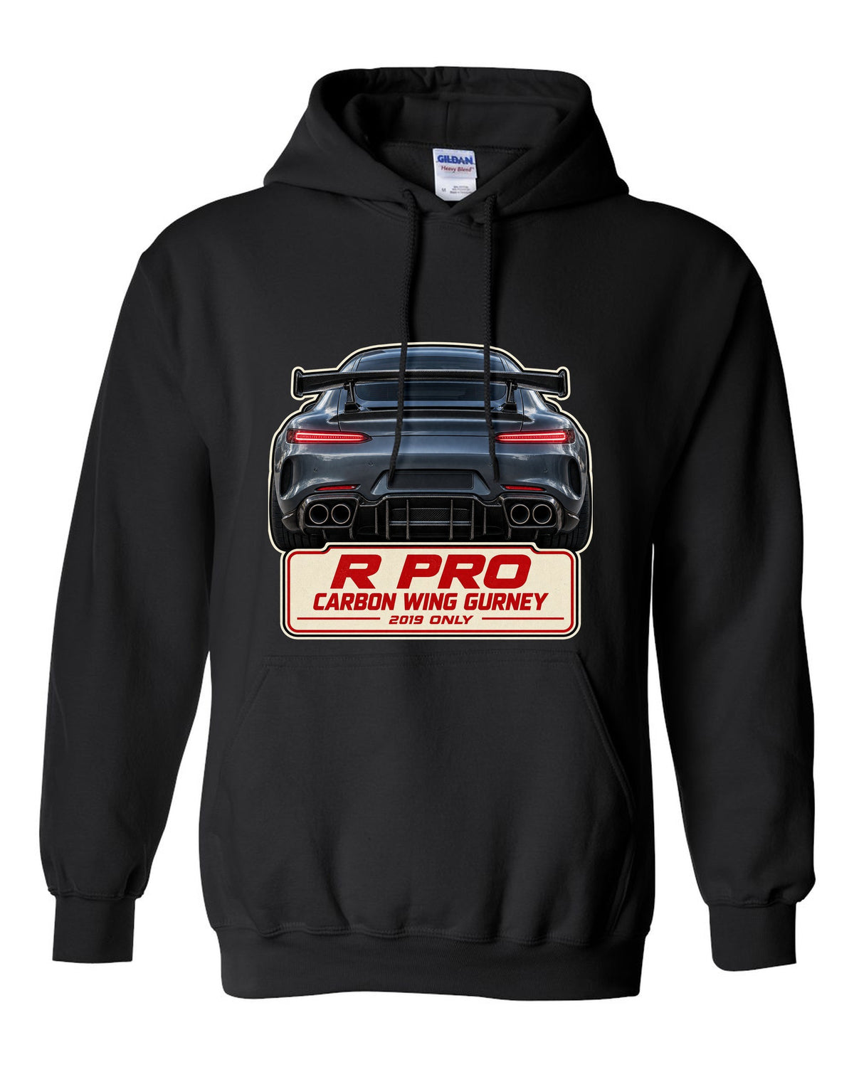Mercedes-AMG GT R Pro C190 taillight macro print black pull over hoodie front view with the design