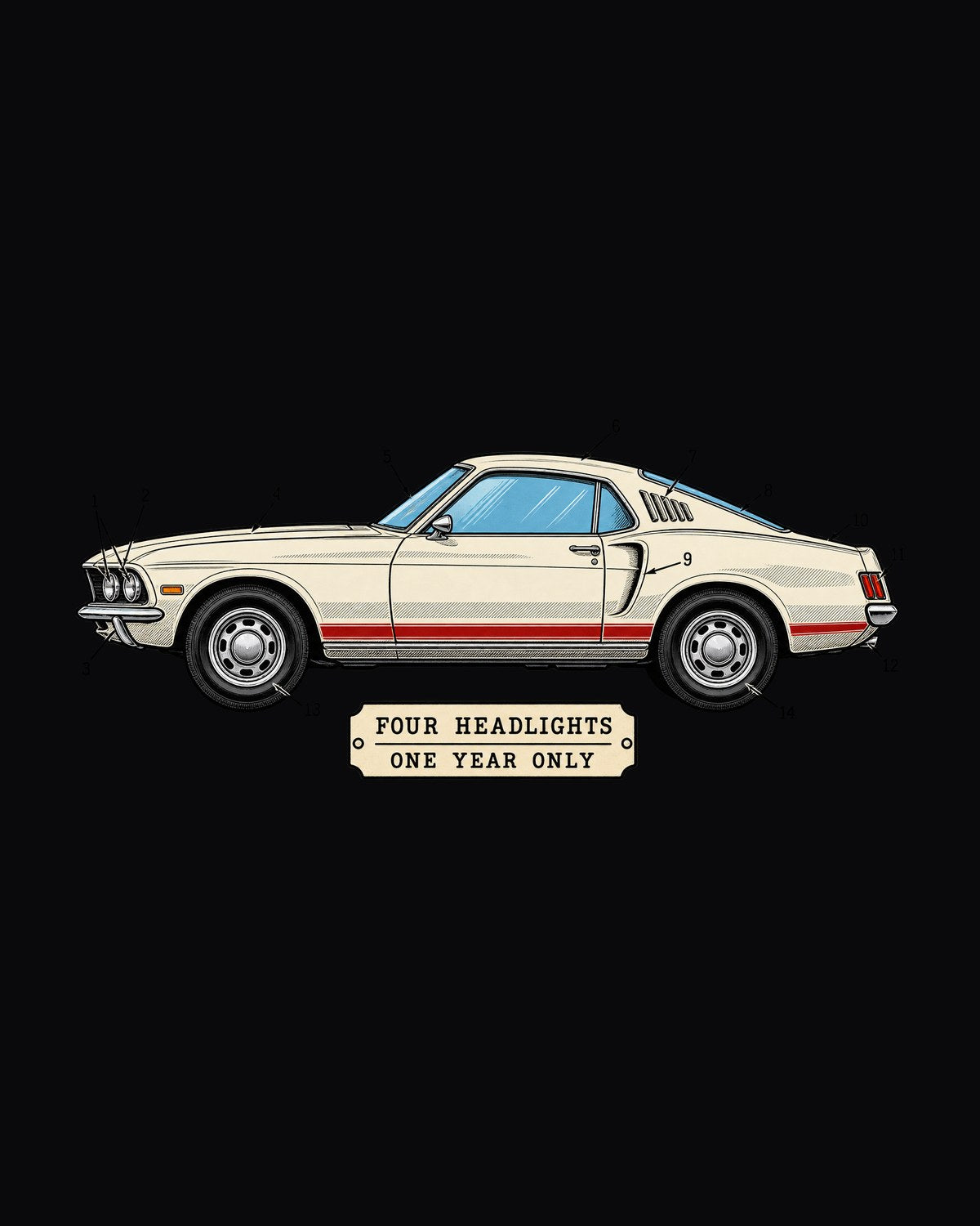1969 Ford Mustang Fastback Patent Sheet Profile Shirt design only