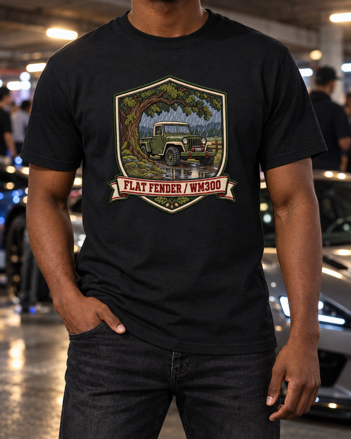 Flat Fender WM300 Oak Crest Varsity Tee, Dodge Power Wagon T-Shirt Black worn hero