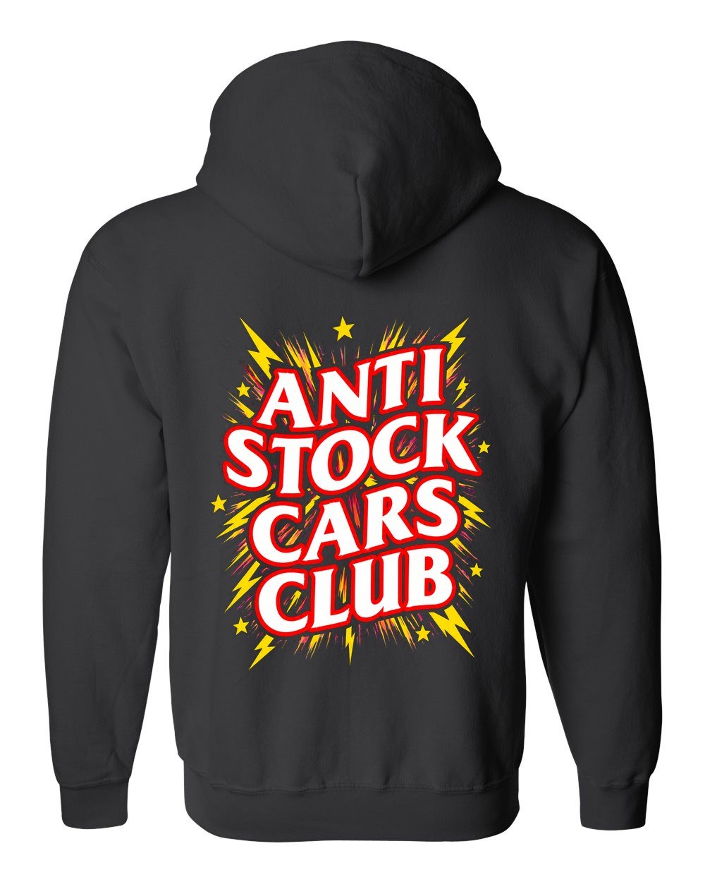 Anti Stock Cars Club Anime Title Card Zip Hoodie Black back