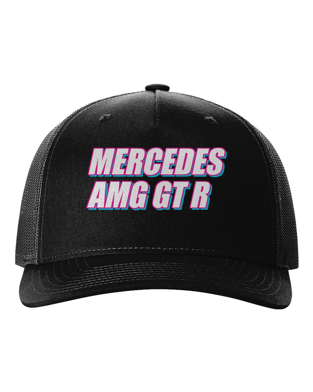 black hat front view with car name