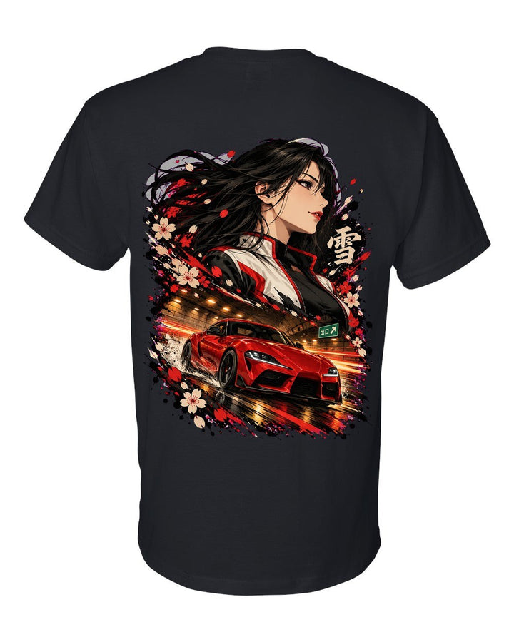 Toyota GR Supra A90 Anime Girl T-Shirt Black back