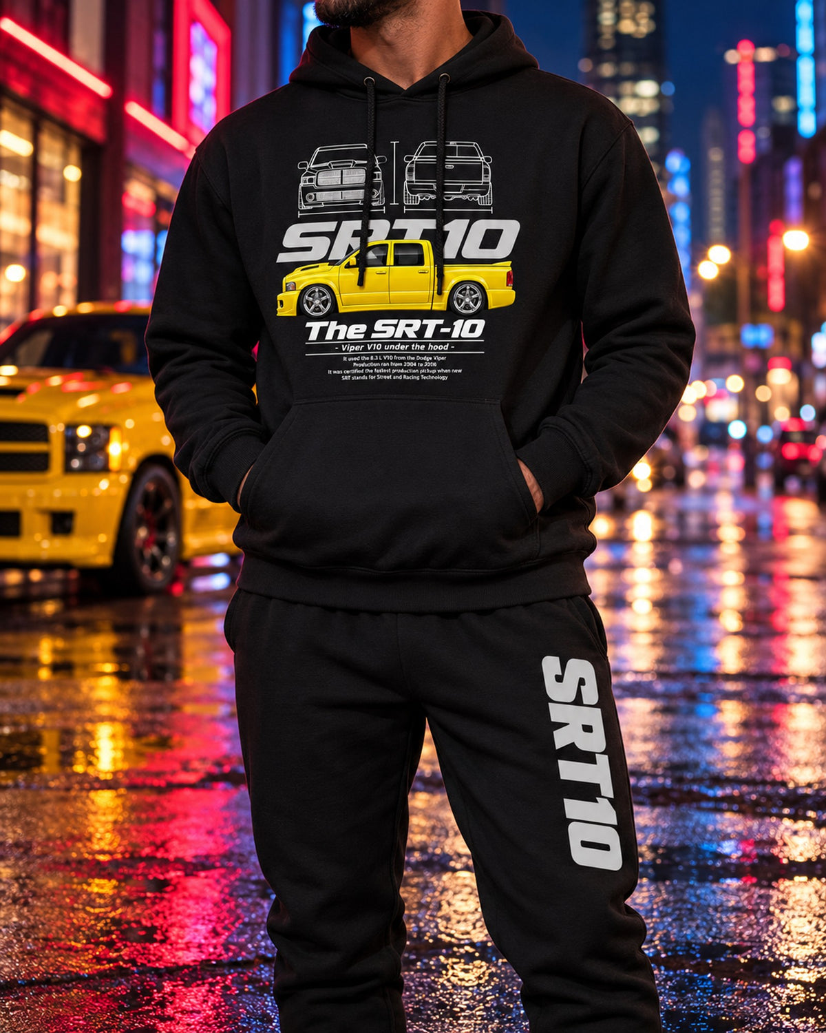 Truck Dodge Ram SRT10 Hoodie + Jogger Set Black worn hero