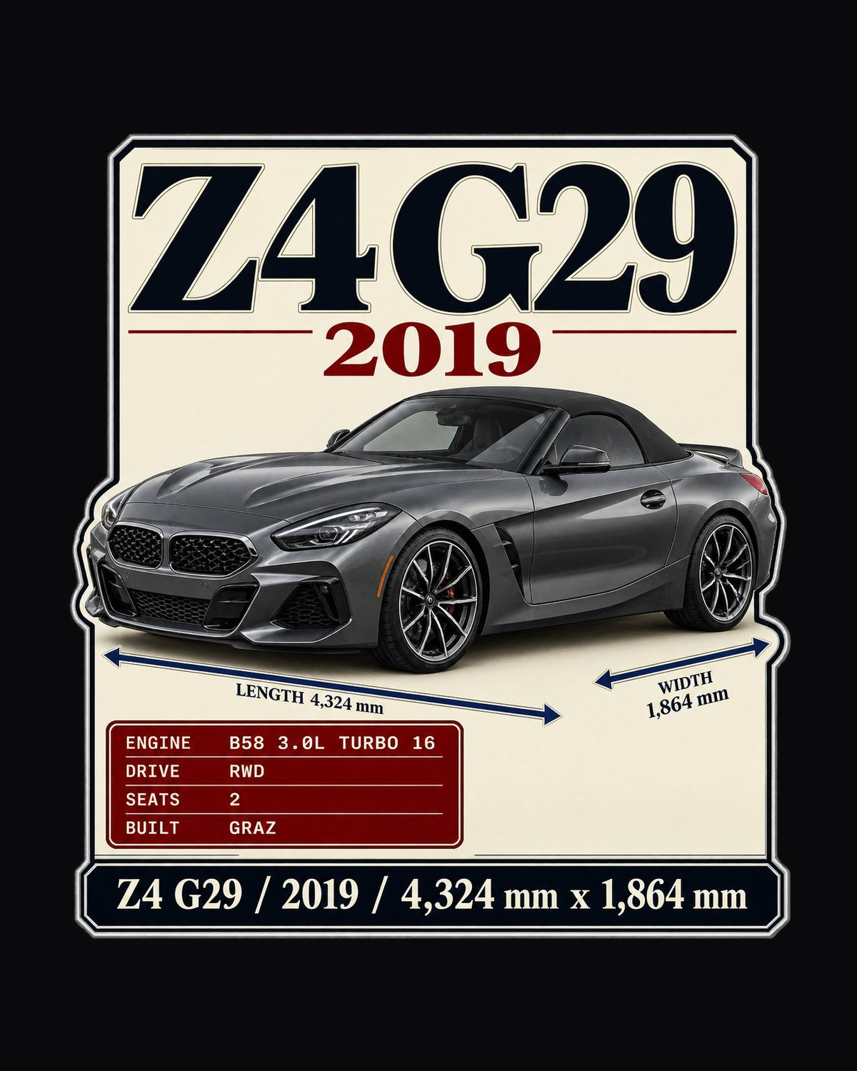 BMW Z4 G29 M40i First Edition Archive Plate Tee, 2019 design only