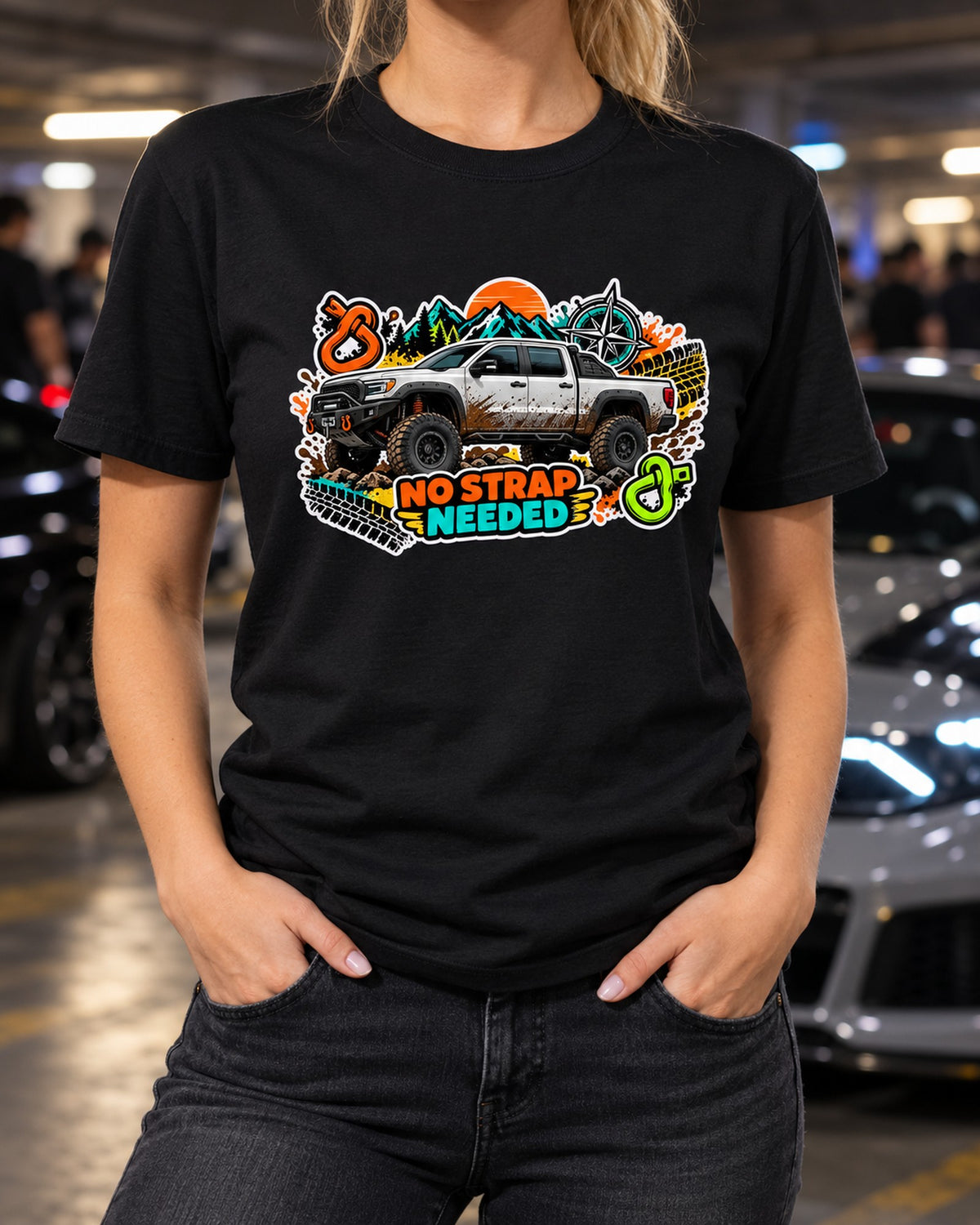 Sticker Bomb Ram Power Wagon 2500 Collage Shirt, No Strap Needed T-Shirt Black worn hero