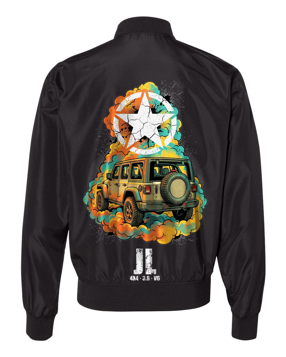 Jeep Wrangler JL Star Bomber Jacket — Black back