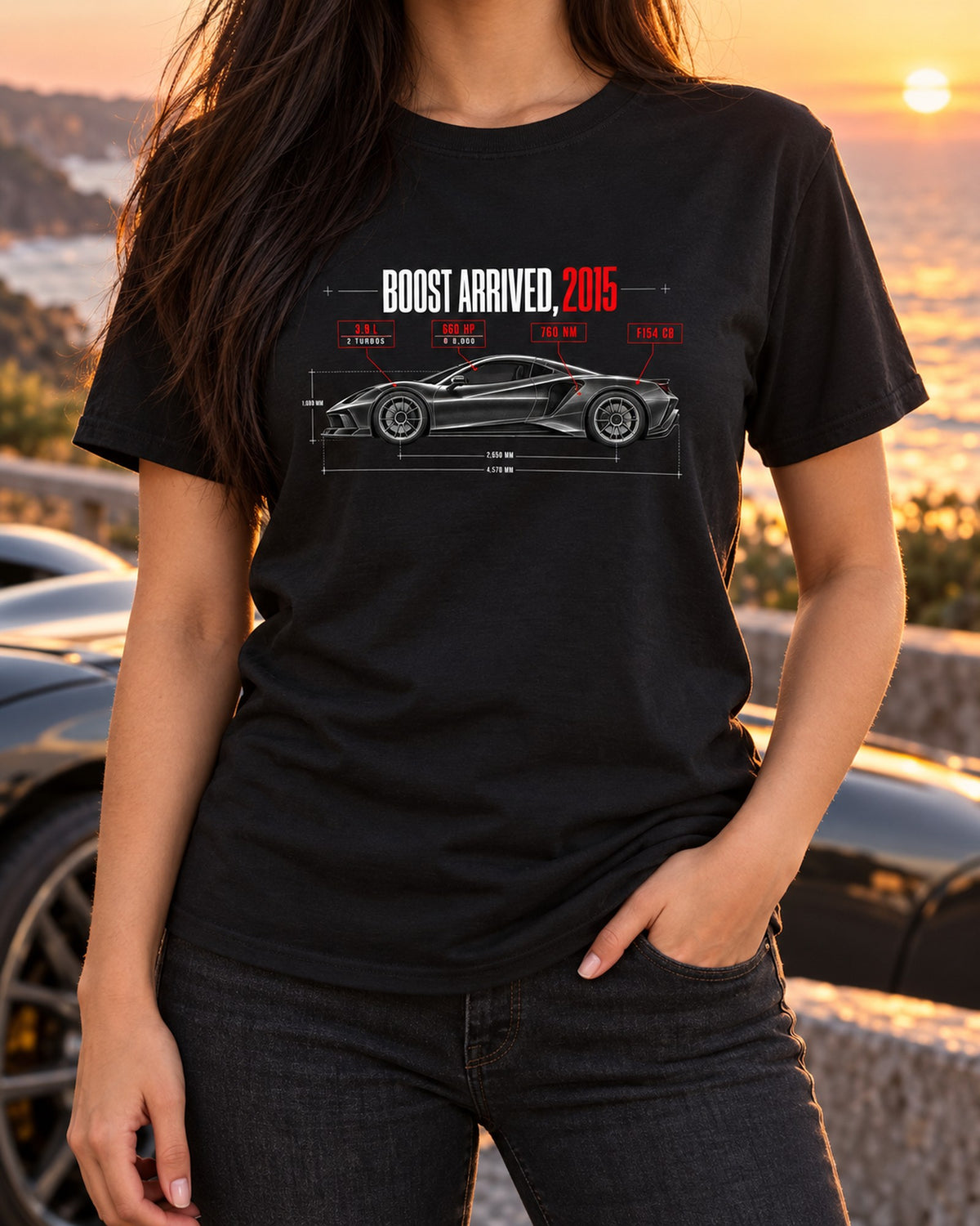 Ferrari 488 GTB F154 CB Boost Arrived 2015 Spec Poster Shirt T-Shirt Black worn hero