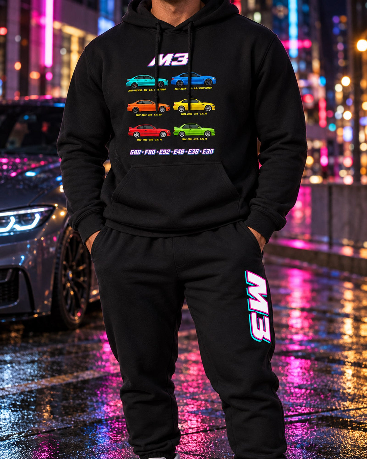 M3 Evolution Evolution Hoodie + Jogger Set Black worn hero