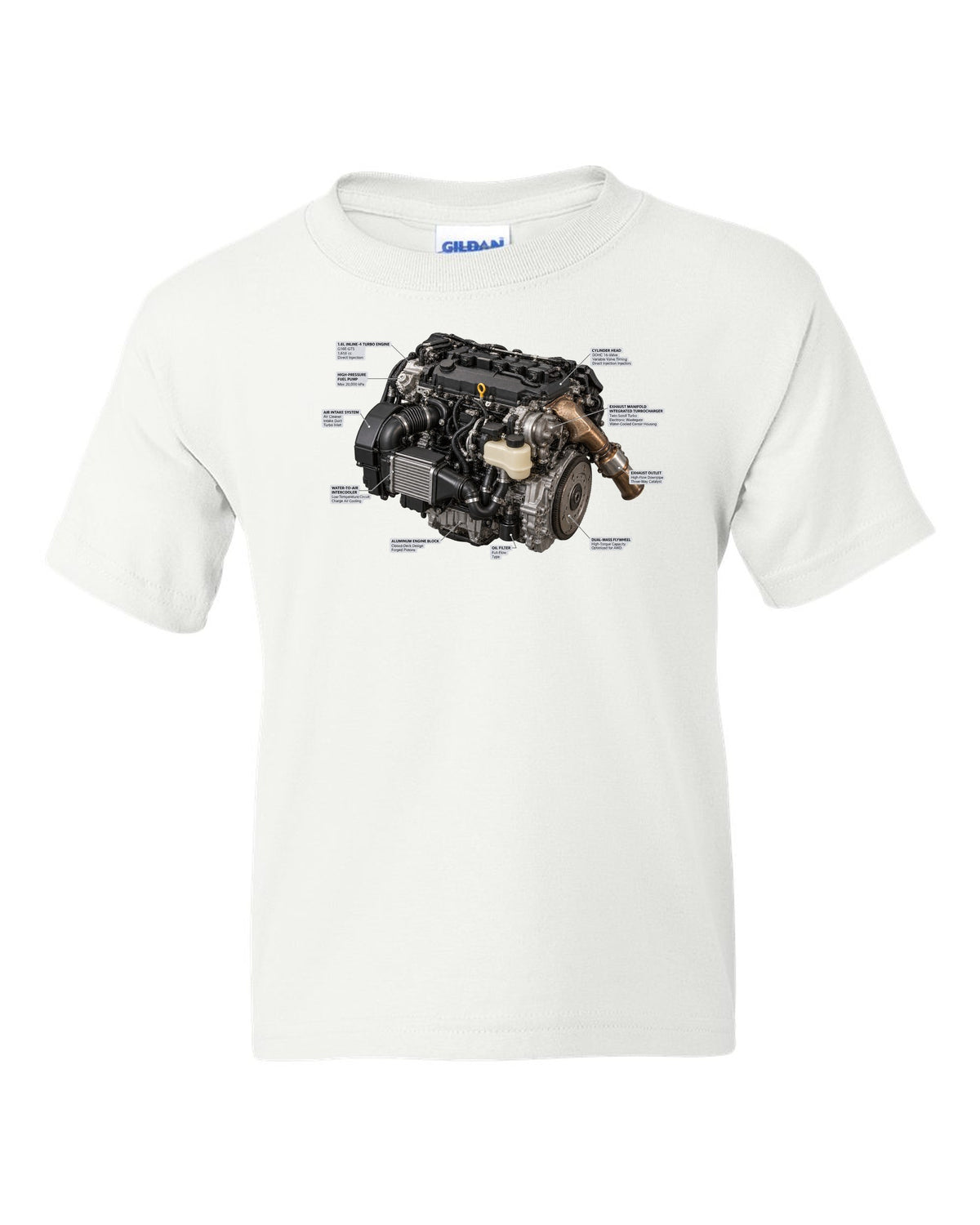 Toyota Land Cruiser 250 J250 US-spec blueprint with wheelbase dimension white kids tee front view with the design