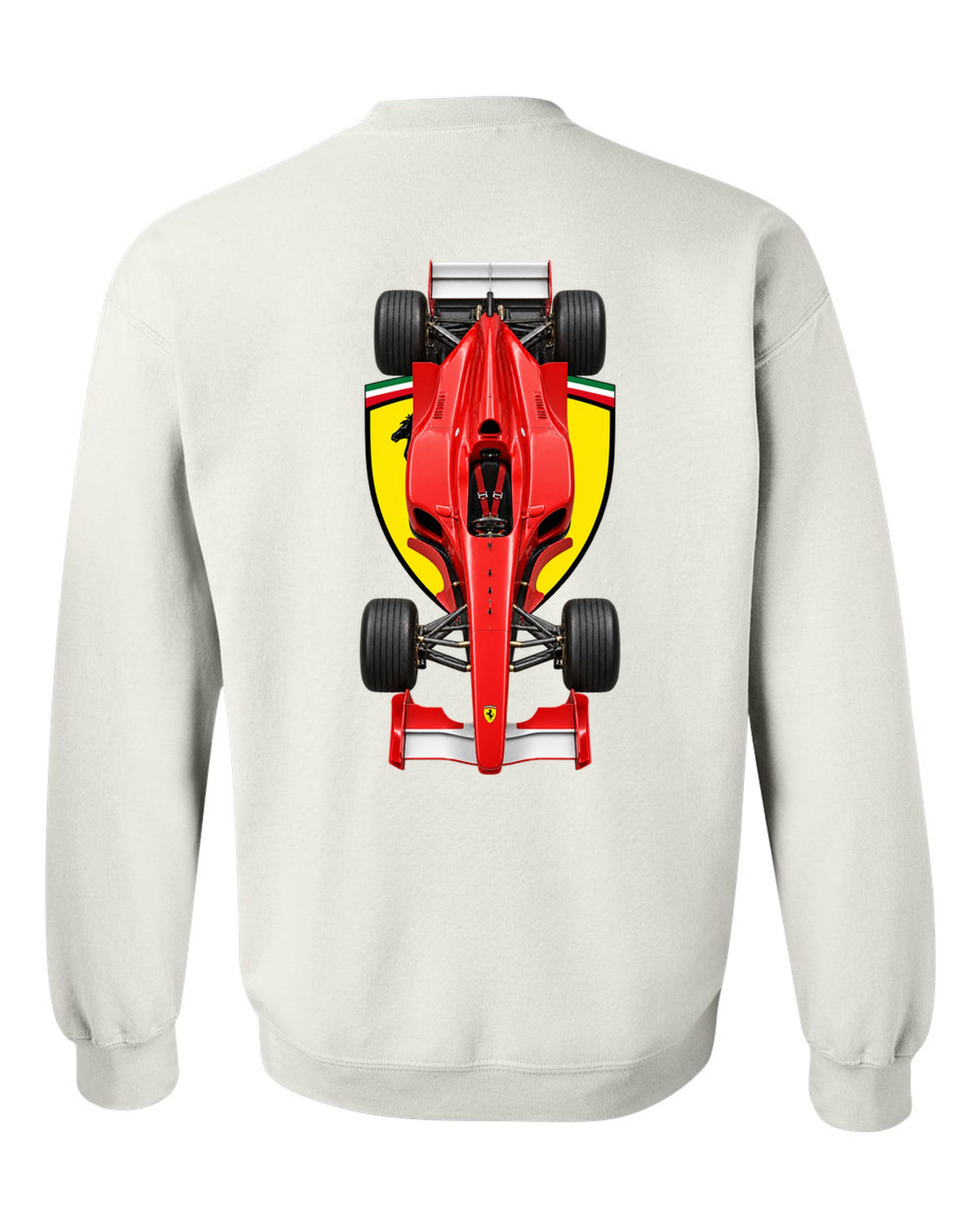 Ferrari F1 2000 2000 Formula 1 overhead poster artwork white crewneck back view with the design