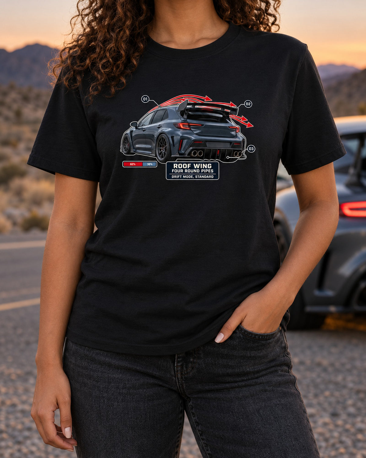 Mercedes-AMG A45 S W177 Rear Aero Callouts Shirt T-Shirt Black worn hero