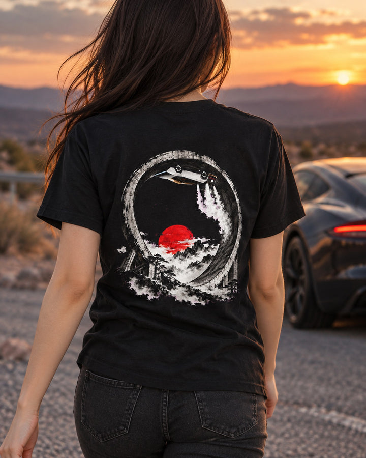 Tesla Roadster Upside Down Shirt, Hoodie & More T-Shirt Black worn hero