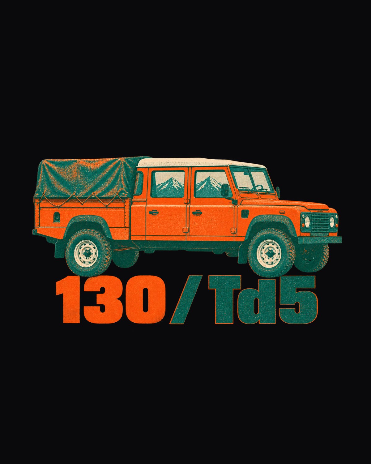 Land Rover Defender 130 Crew Cab Riso Print Shirt design only
