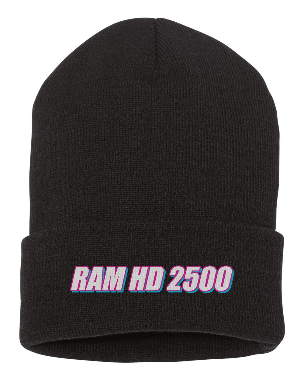 Ram Hd 2500 black beanie front view with car name