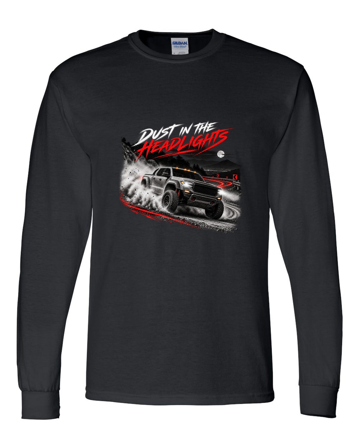 Ford Ranger Raptor 2024 P703 dust night print with Redback, 3.0 TT and 405 HP black long sleeve front view with the design
