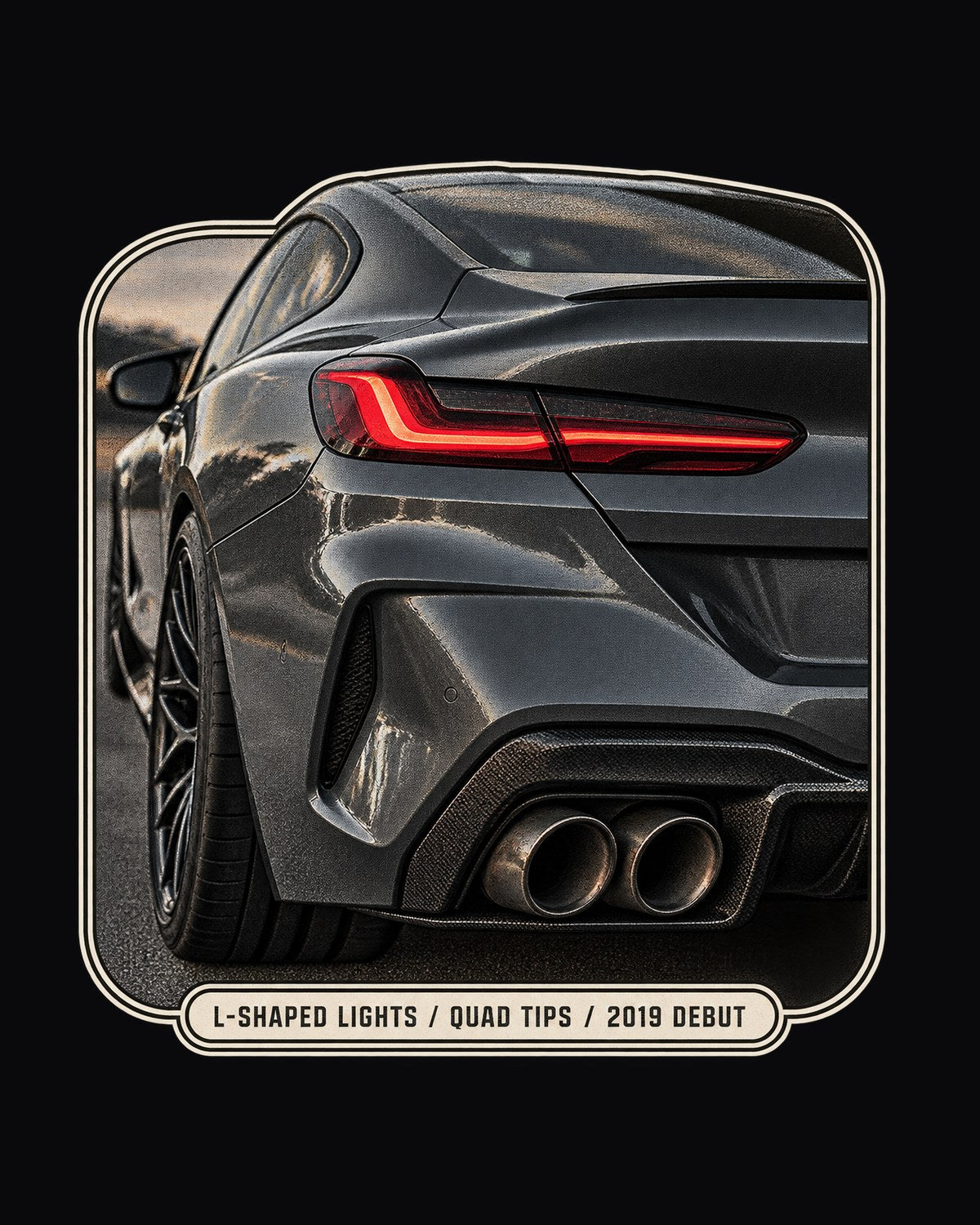 BMW M8 Competition F92 Taillight Macro Shirt, Quad Tips design only