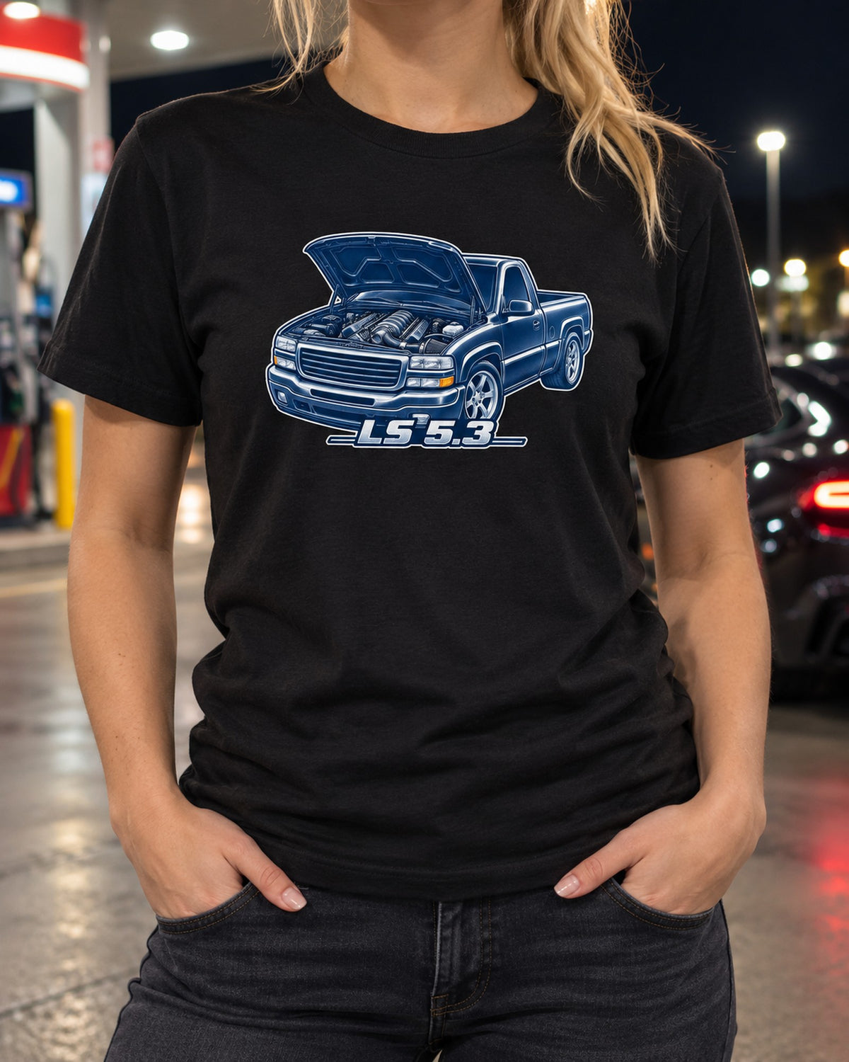 Chevrolet Silverado GMT800 NBS 1999-2006 LS 5.3 Cyanotype Shirt T-Shirt Black worn hero