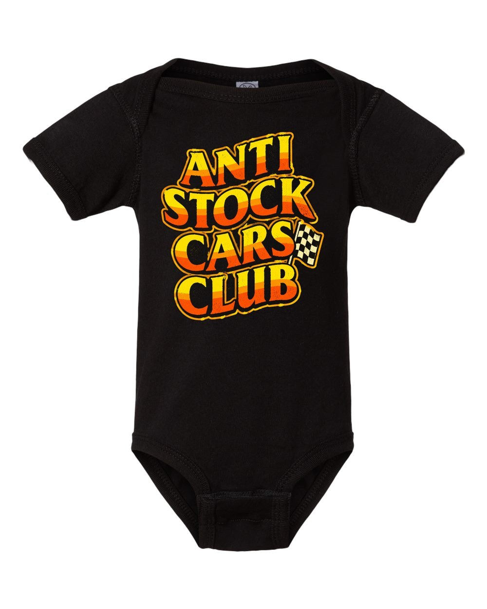Anti Stock Cars Club 70s Stock Car Baby Onesie Black front