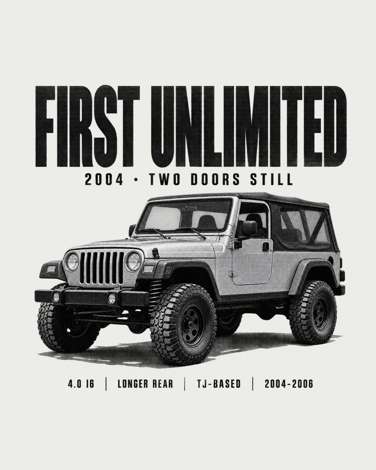 Jeep Wrangler LJ Unlimited Halftone Shirt, 2004-2006 design only