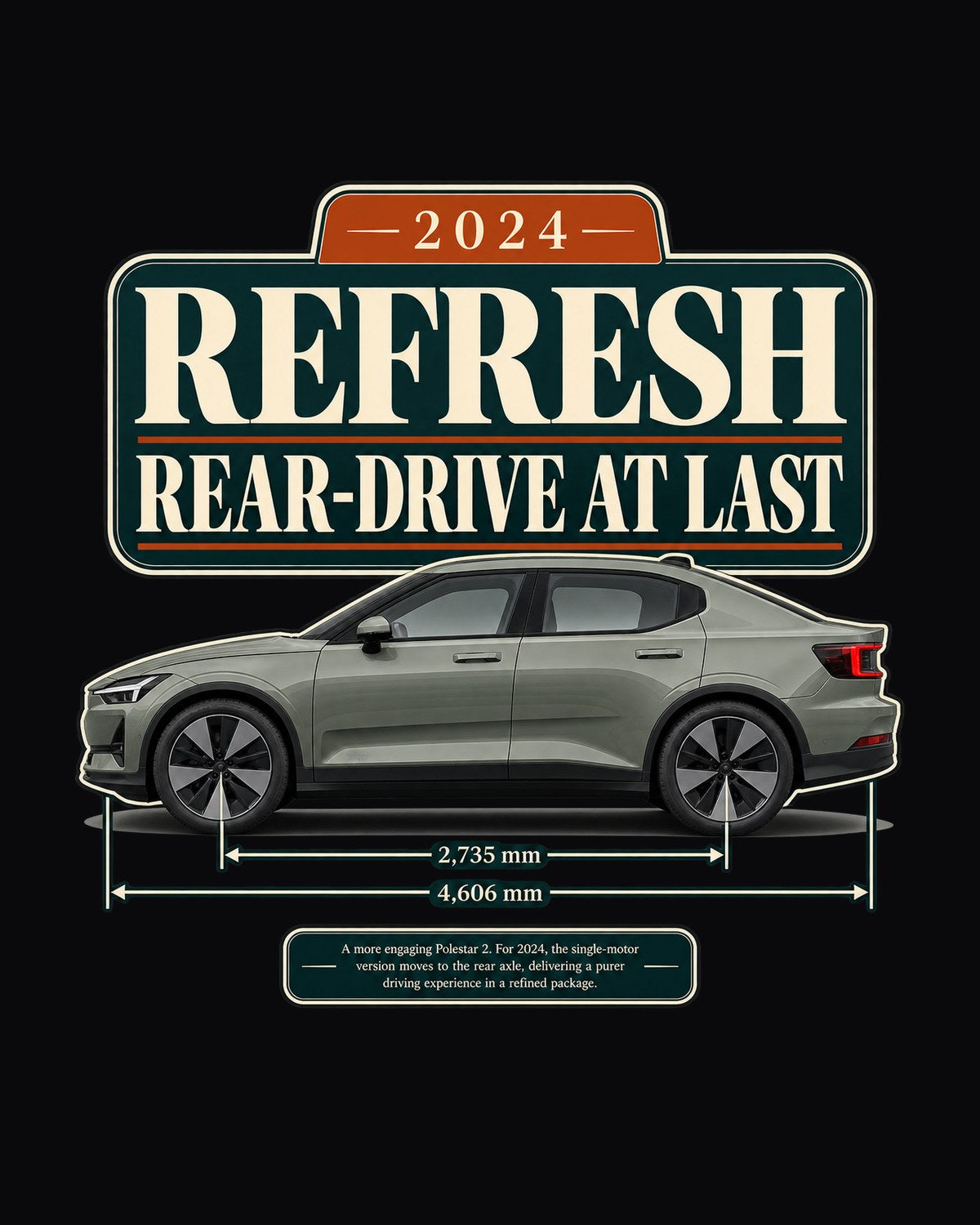 Polestar 2 2024 Refresh Rear-Drive Shirt, EV Car Guy Gift design only