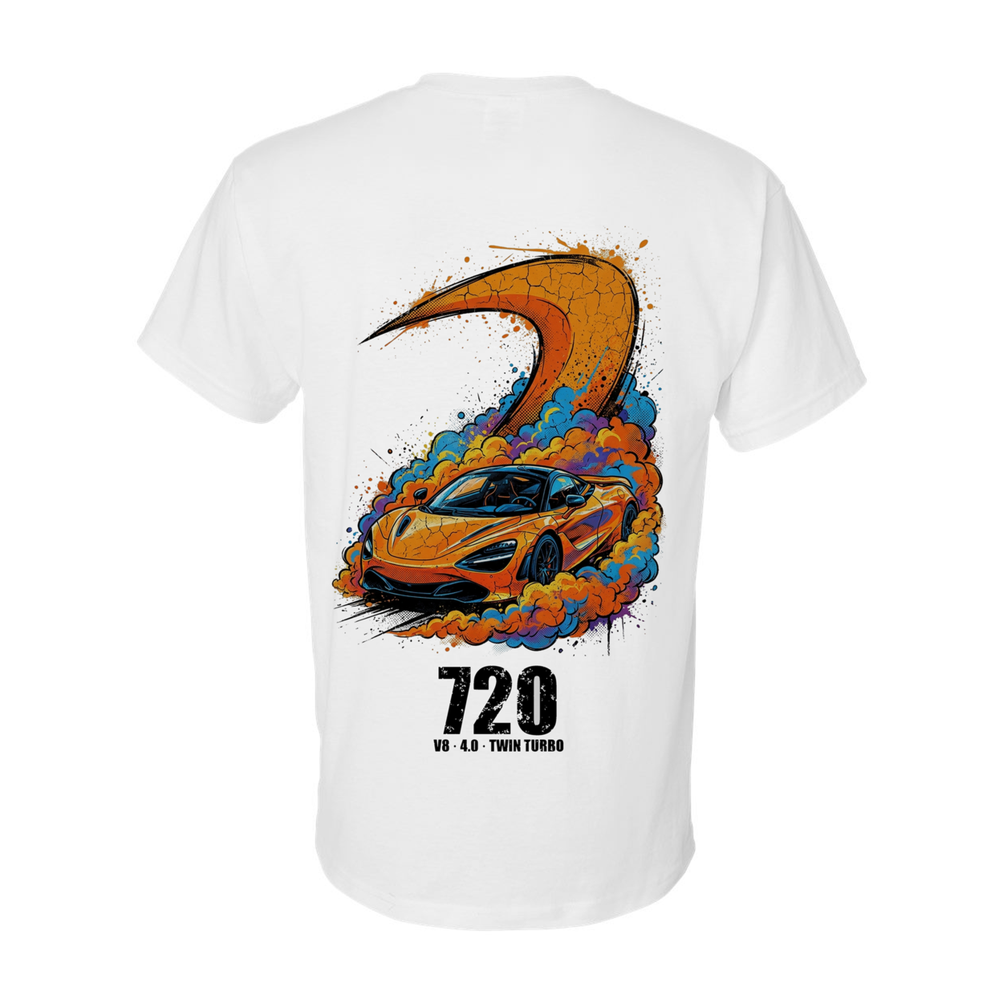 McLaren 720S Papaya T-Shirt — White back