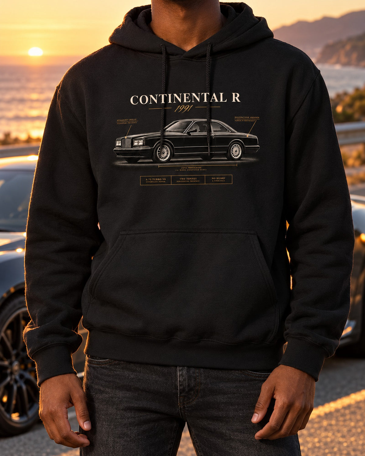 Bentley Continental R 1991 Two Tonne Spec Poster Shirt Pull Over Hoodie Black worn hero