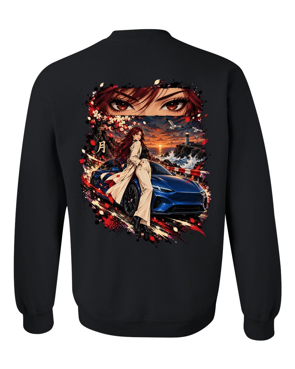 Lucid Air Sapphire Anime Girl Crewneck Black back