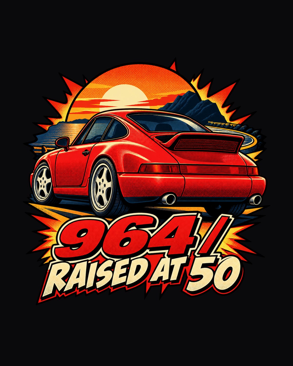 Porsche 911 Carrera 964 Spoiler Up Comic Ink Shirt design only