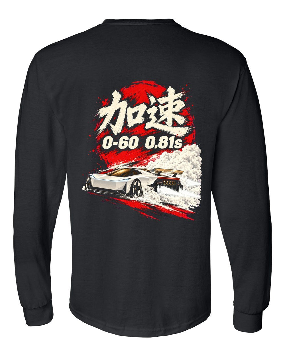 Tesla Roadster 0-60 Long Sleeve Black back