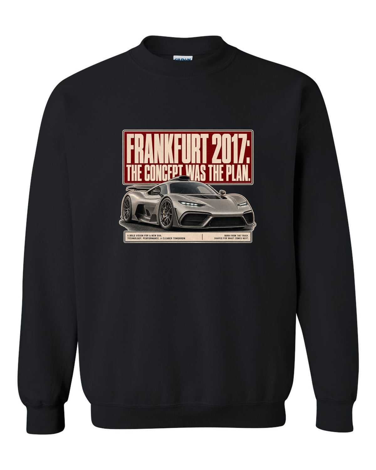Mercedes-AMG Project One concept Frankfurt 2017 editorial headline design black crewneck front view with the design