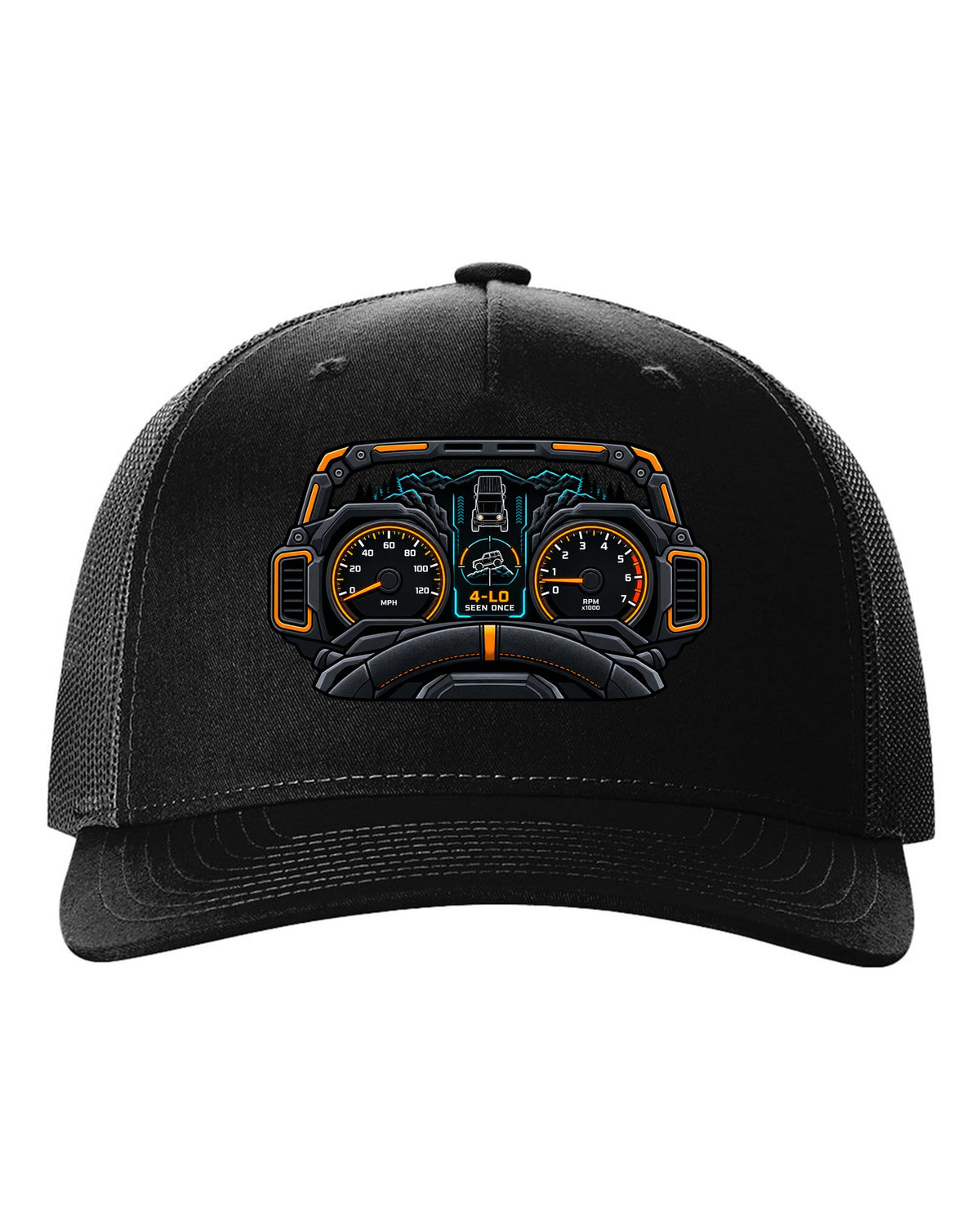 Ford Bronco 6G U725 gauge cluster HUD print black hat front view with the design