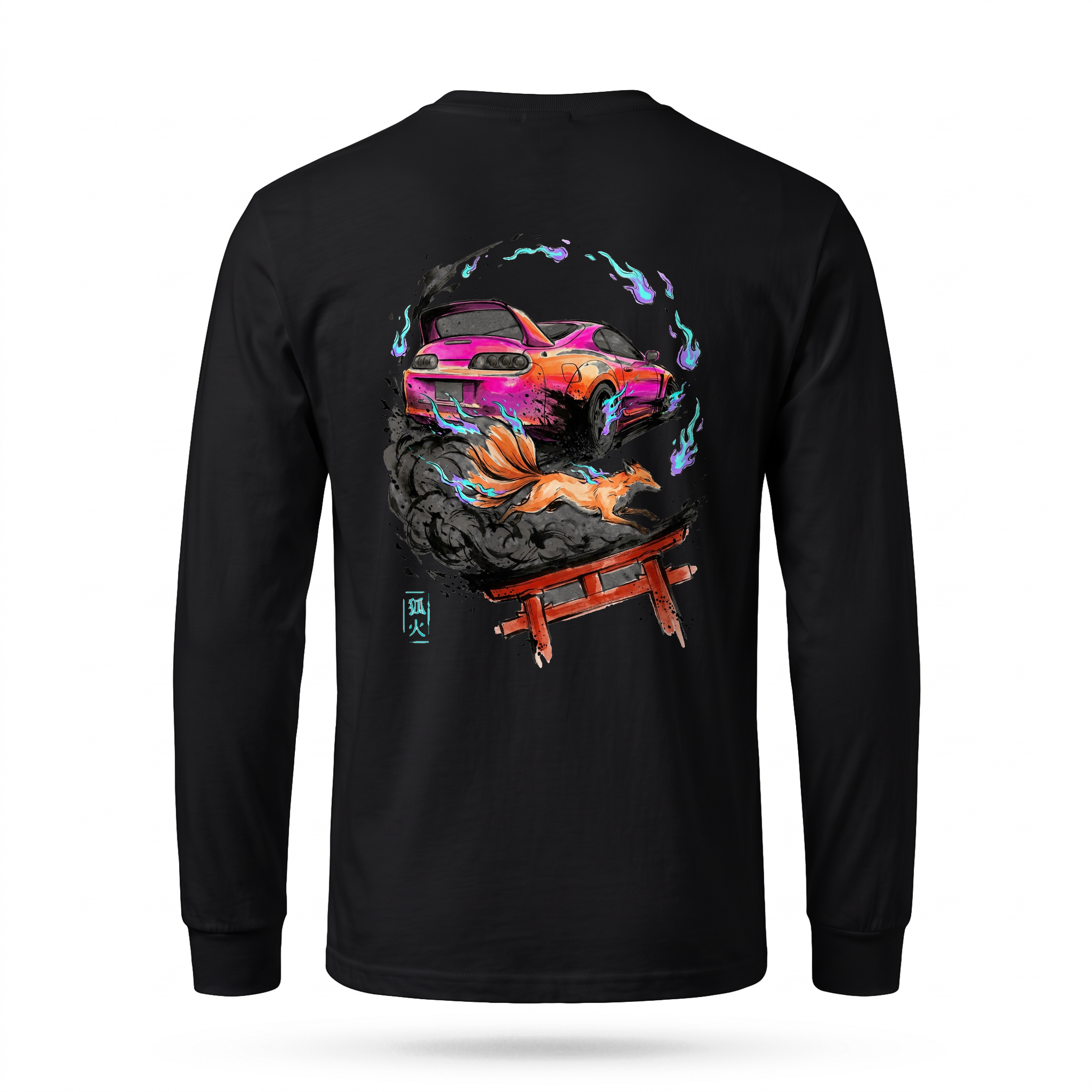 Foxfire II — MK4 Supra Kitsune Sumi Ink Full-Back Long Sleeve — Black back