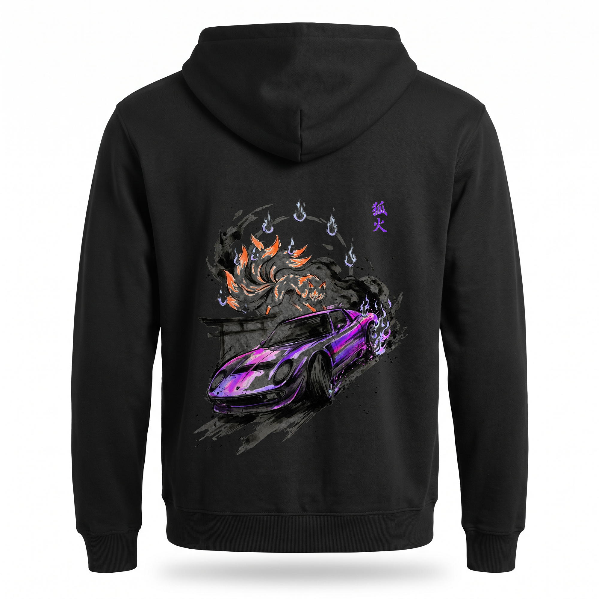 Foxfire — Miura Kitsune Sumi Ink Full-Back Hoodie — Black back