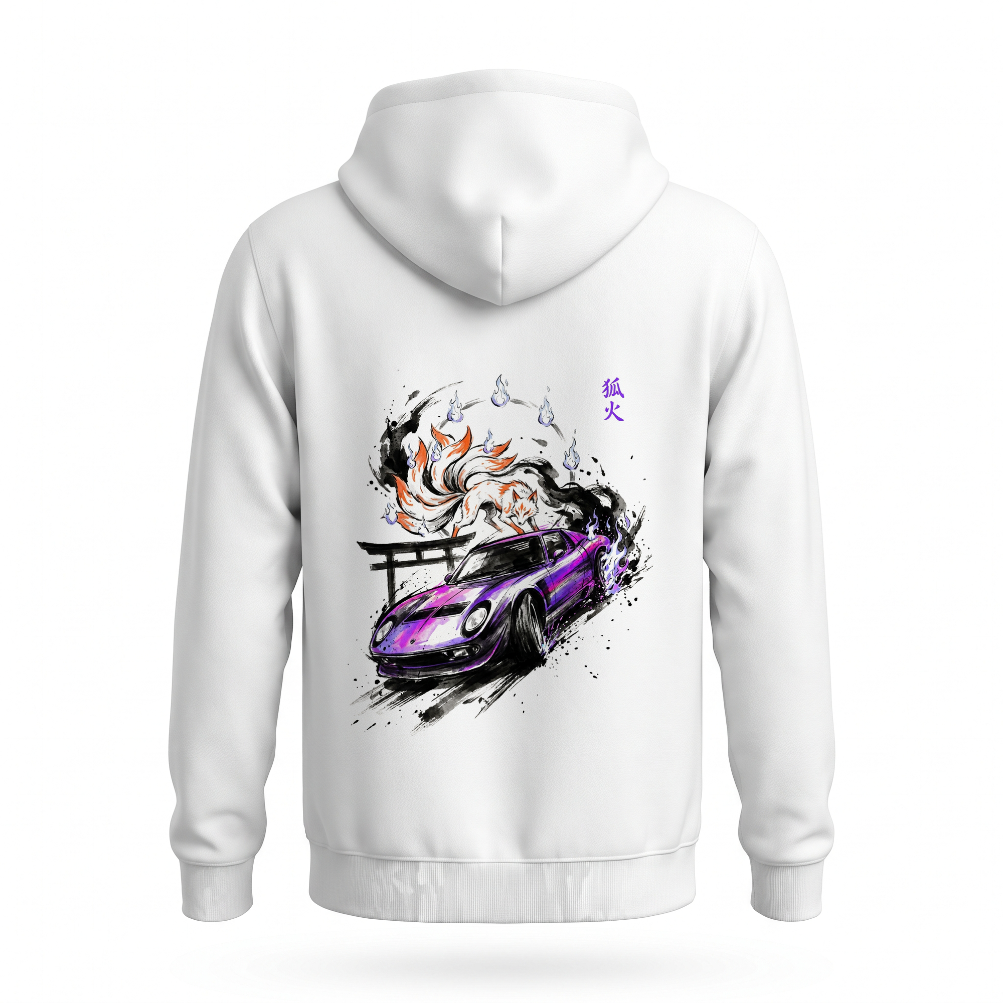 Foxfire — Miura Kitsune Sumi Ink Full-Back Hoodie — White back